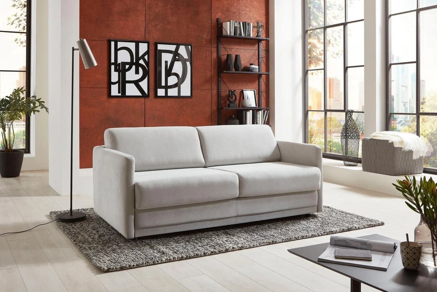 ATLANTIC HOME COLLECTION Schlafsofa Limone Grau mit Komfortschaummatratze