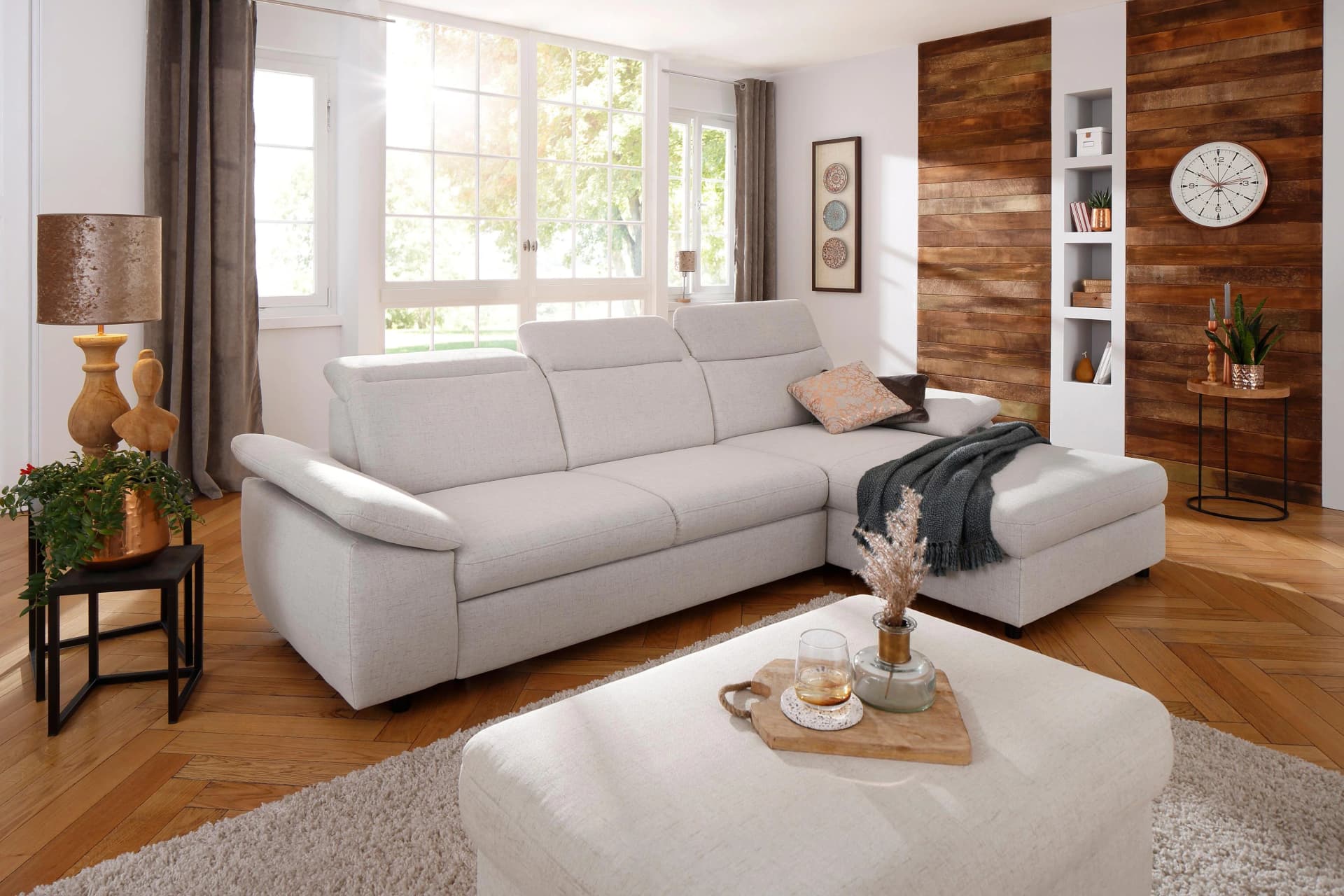 HOME AFFAIRE Polsterhocker Mauritius Beige Struktur fein