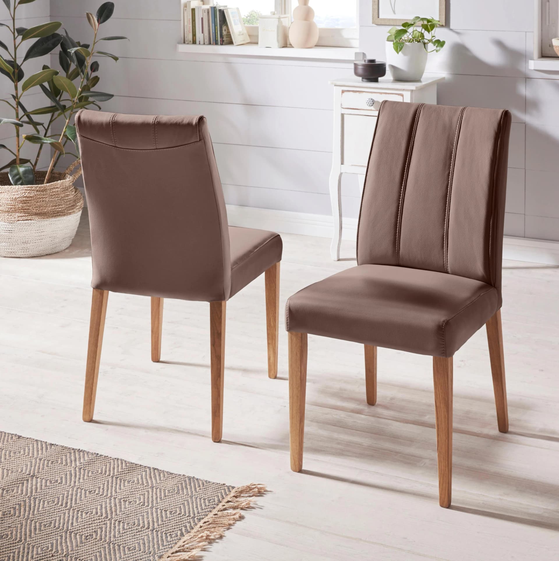 Home Affaire Esszimmerstuhl Espresso Eiche Natur Leder