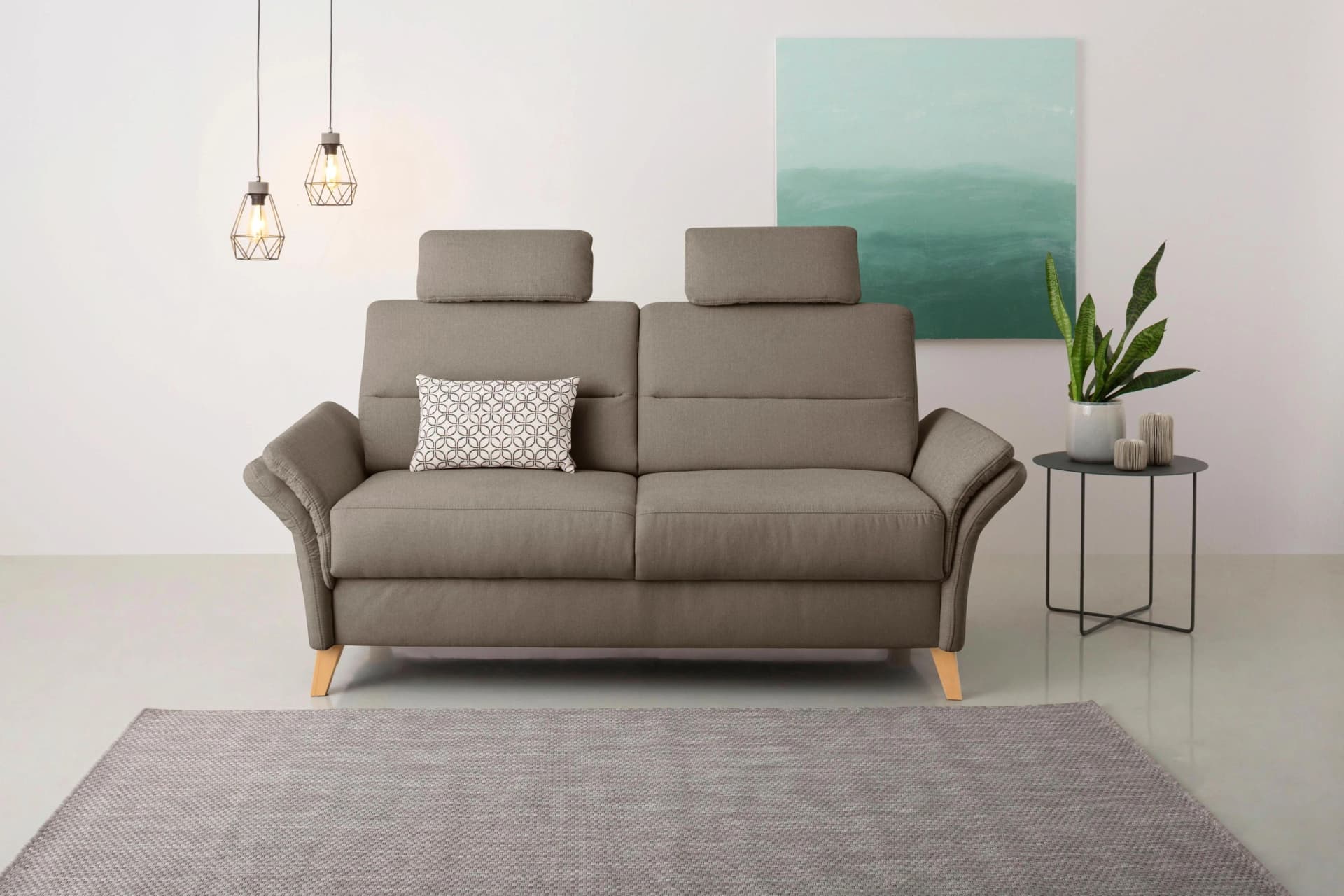 HOME AFFAIRE Westerland 3-Sitzer Sofa Taupe Polyester
