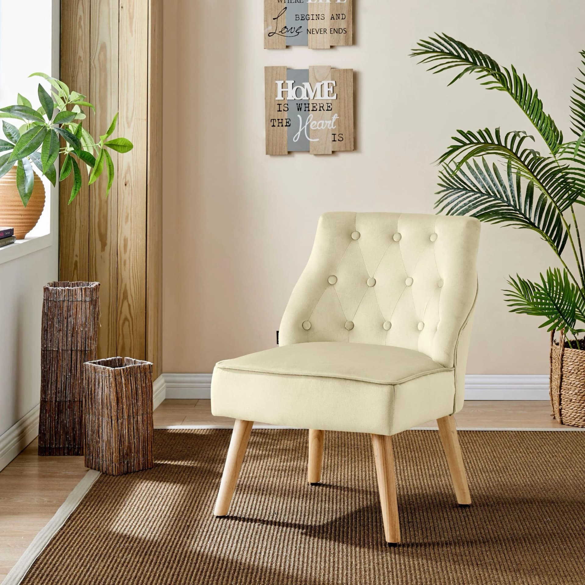 Esszimmersessel HOME AFFAIRE Emery Creme Samtvelours