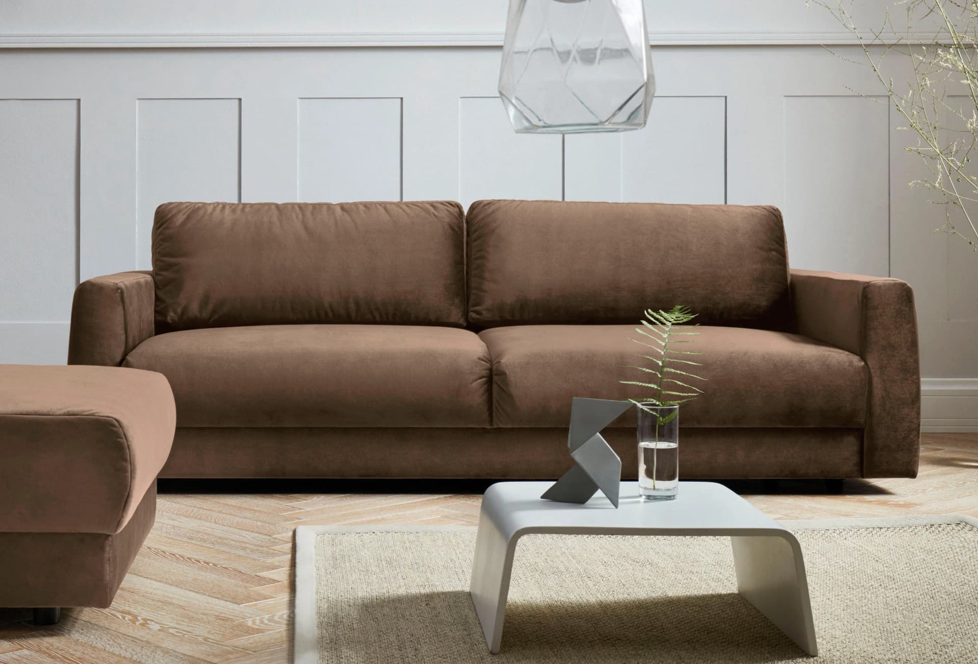 OTTO HOME Hobro 2,5-Sitzer Sofa Braun Samtoptik