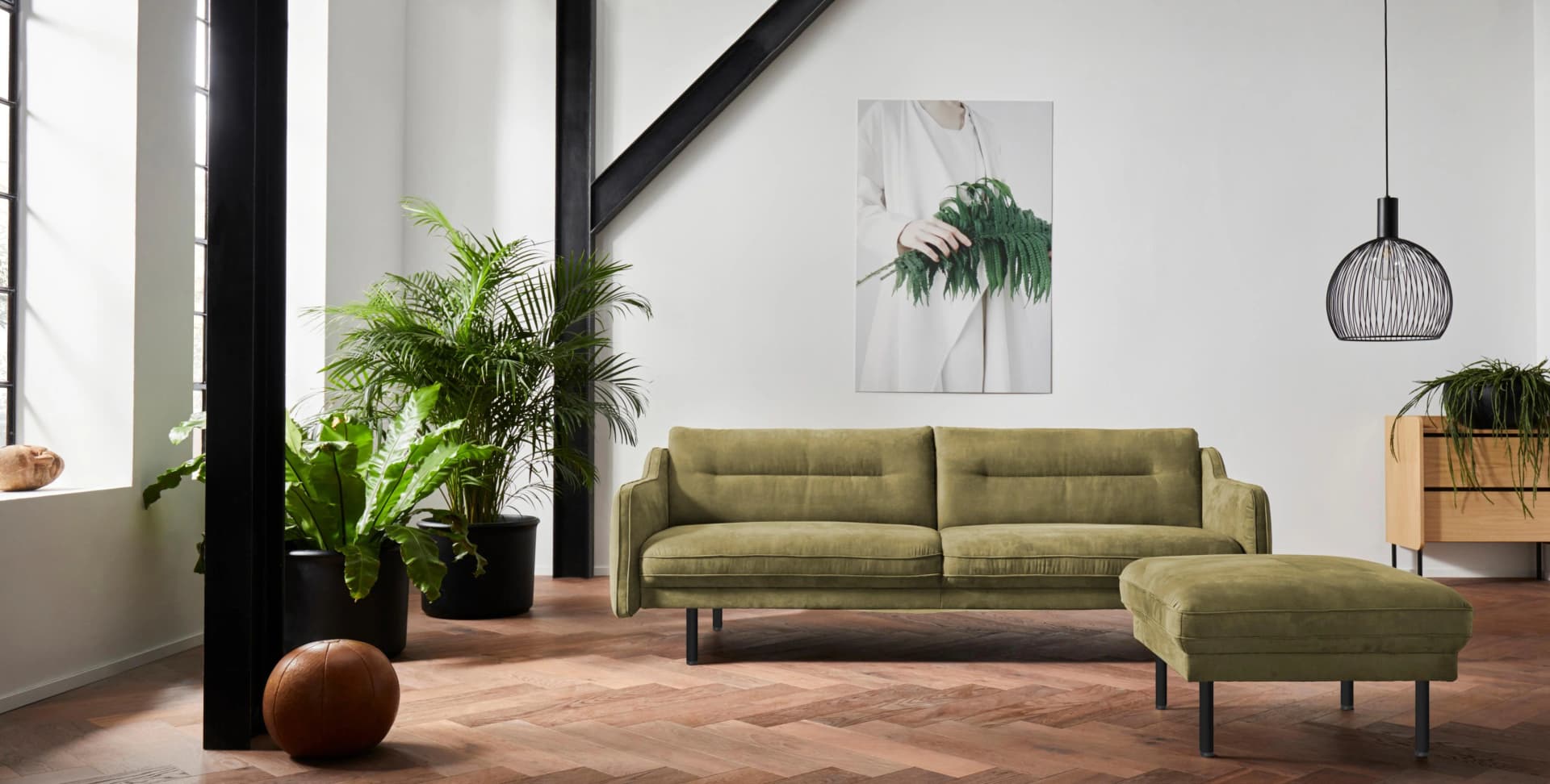 OTTO HOME Nordfyn 2,5-Sitzer Sofa Oliv Microfaser Lederoptik