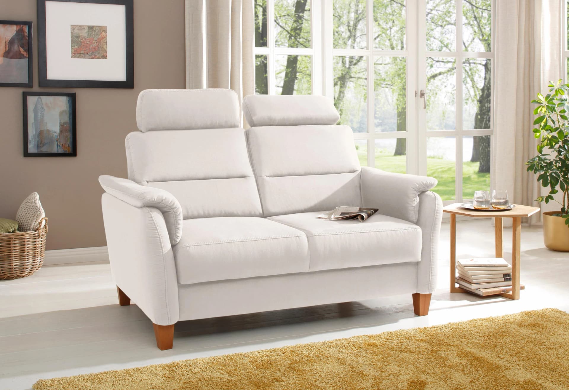 HOME AFFAIRE Palma 2-Sitzer Sofa Beige Microfaser Lederoptik