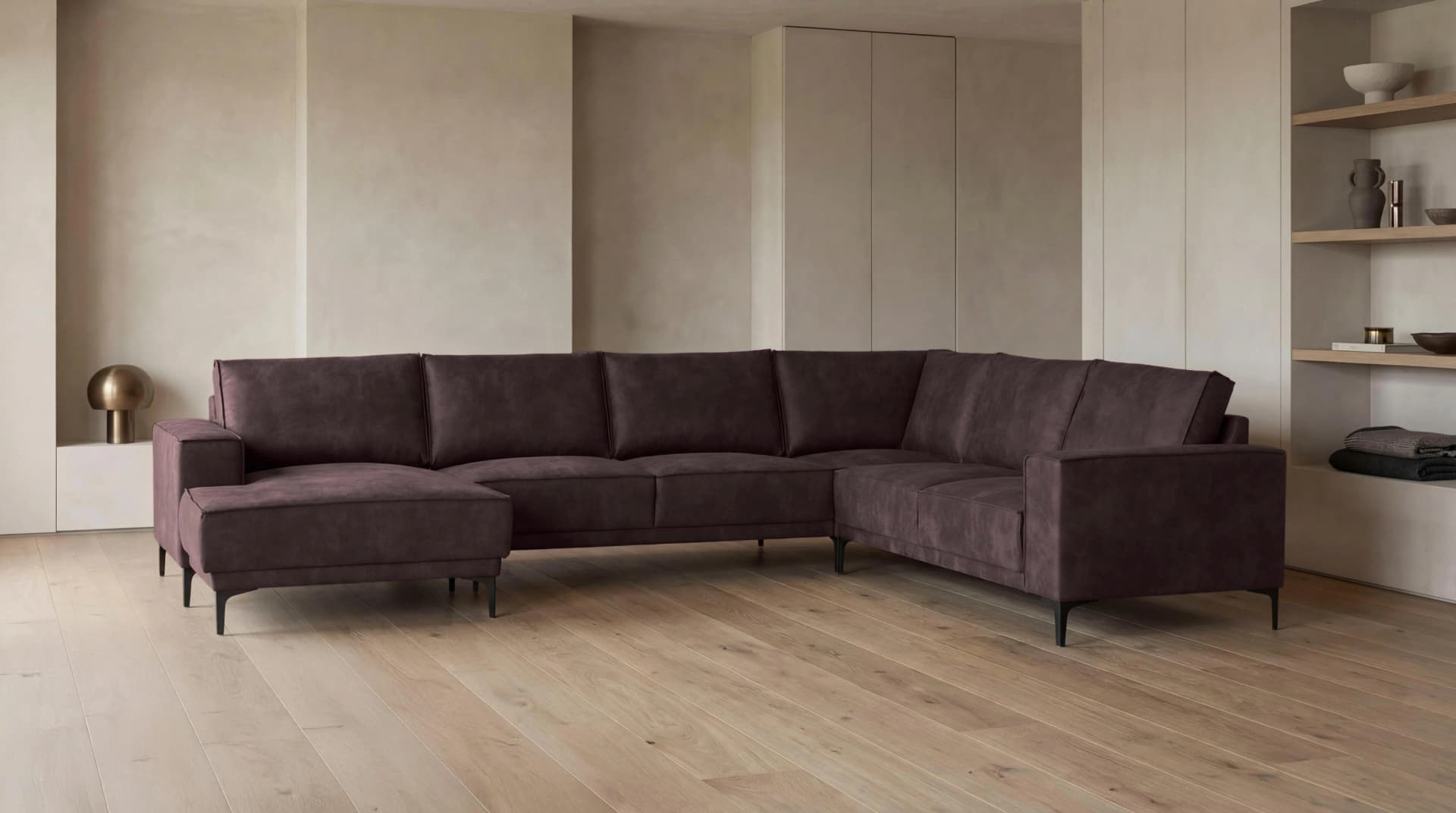 OTTO HOME Wohnlandschaft OLAND U-Form XXL Skandi Dunkelbraun