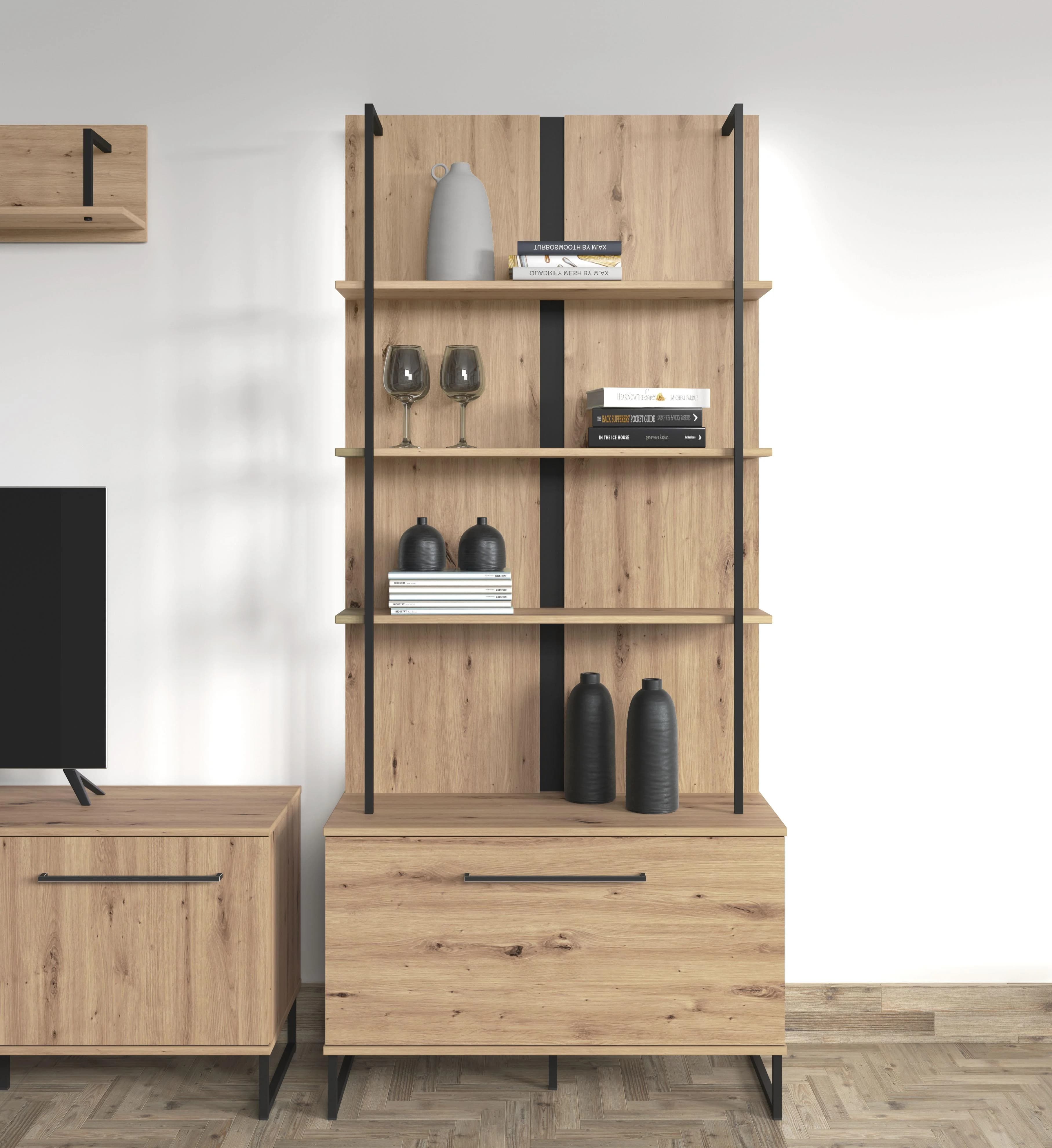 INOSIGN Regal Sardinia Schwarz Artisan Eiche