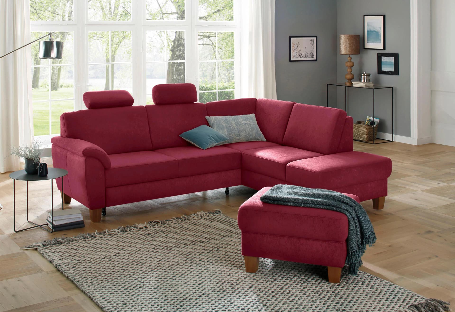 Home Affaire Ecksofa Alta L-Form Bordeaux Microfaser mit Ottomane