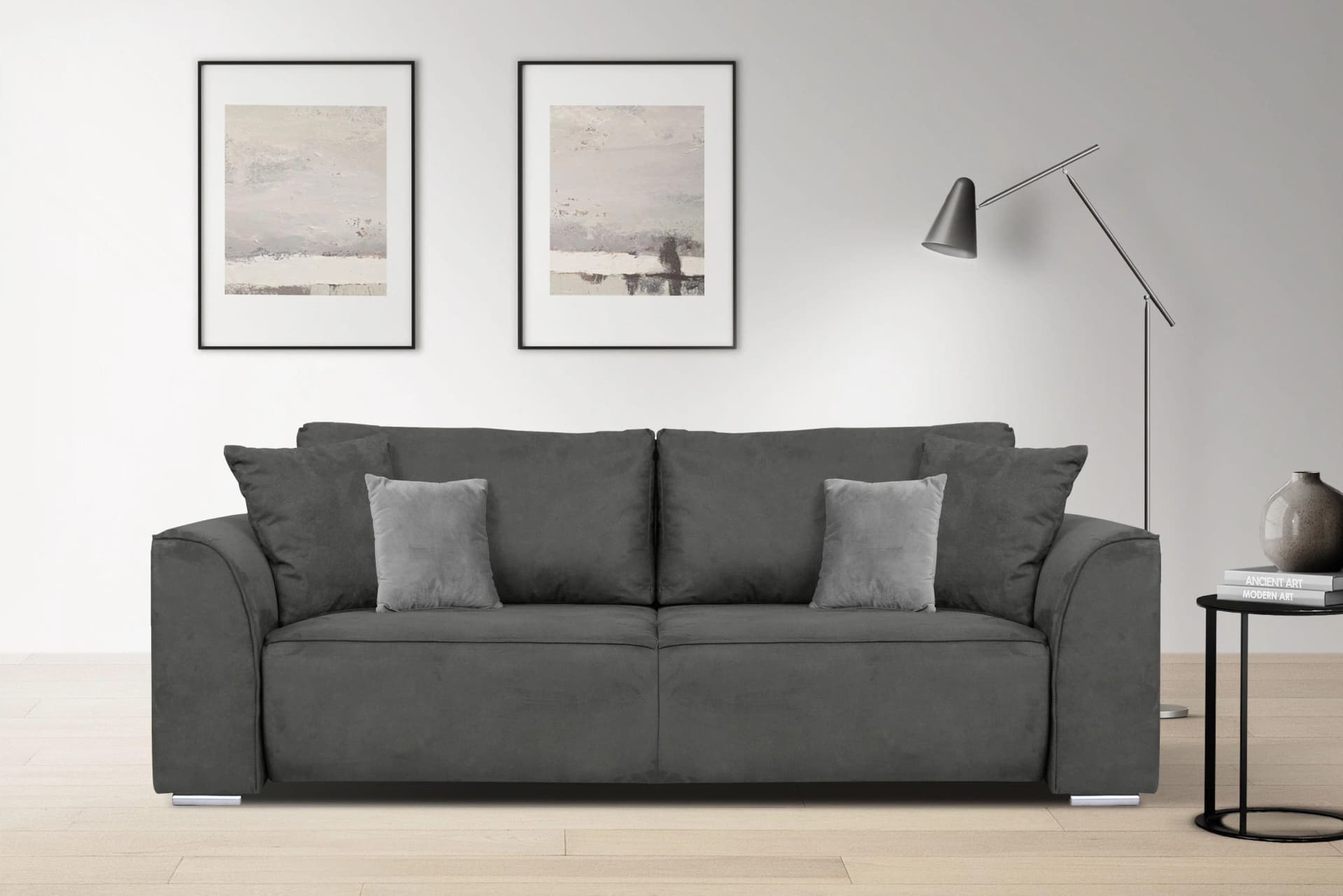 INOSIGN BEATRICE 3-Sitzer Sofa Anthrazit mit Bettkasten