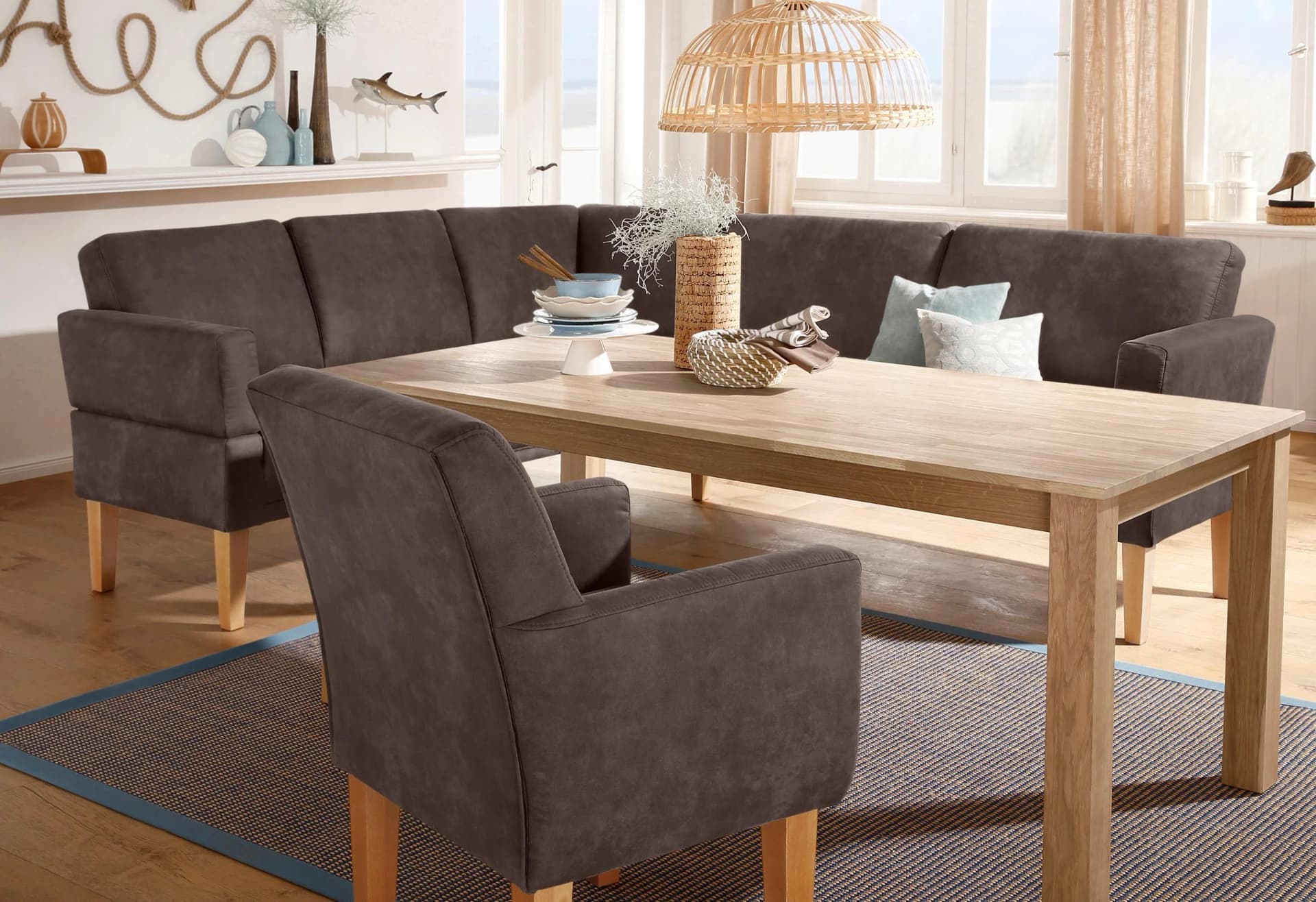 HOME AFFAIRE Eckbank Fehmarn Braun Luxus Microfaser 5-Sitzer