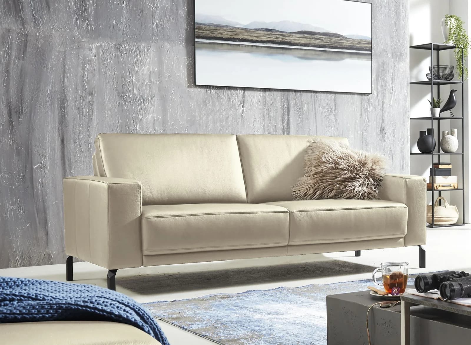 HOME AFFAIRE Apiro 2,5-Sitzer Sofa Dickleder Beige Motorisch