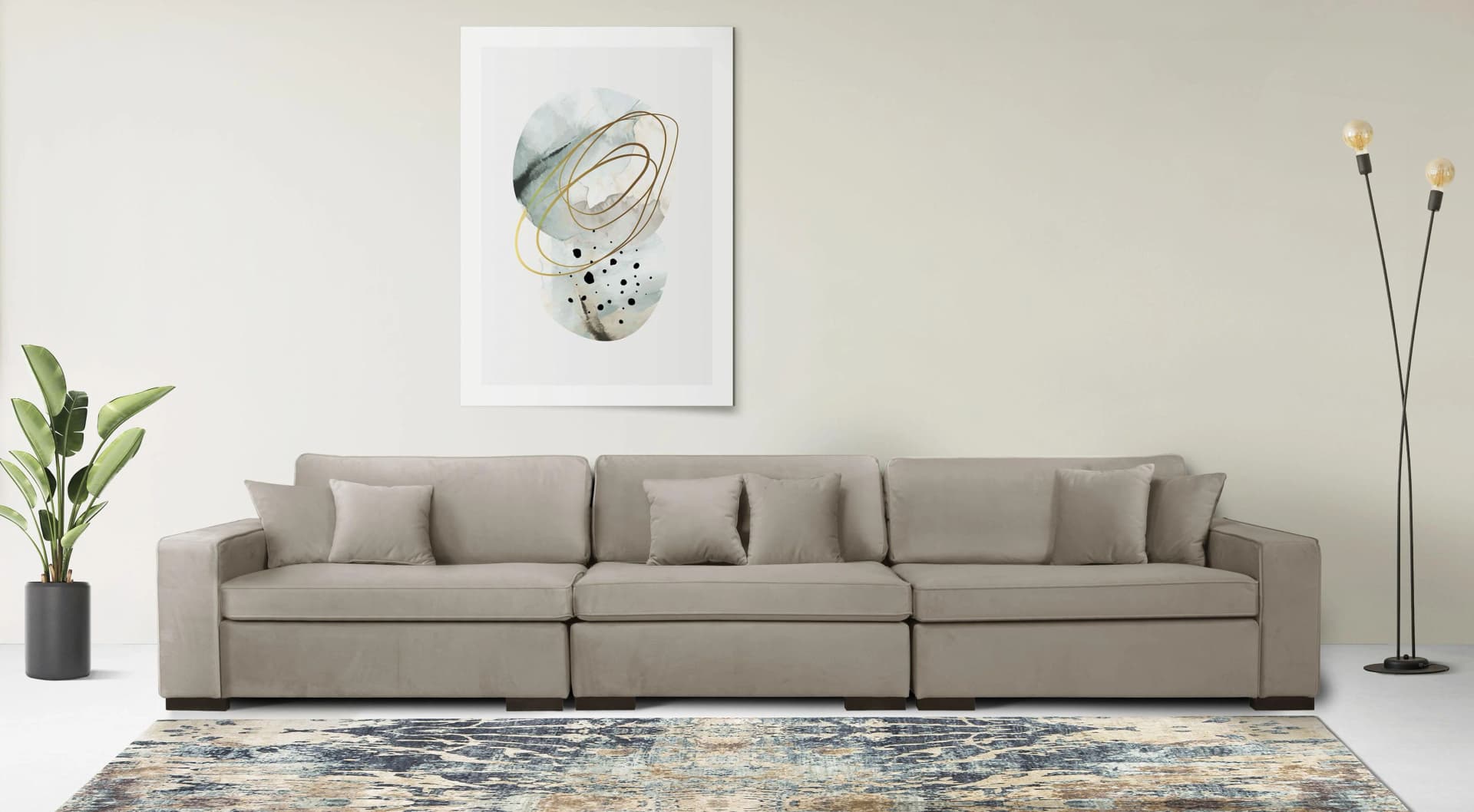 HOME AFFAIRE Skara 3-Sitzer Sofa Beige Samtoptik