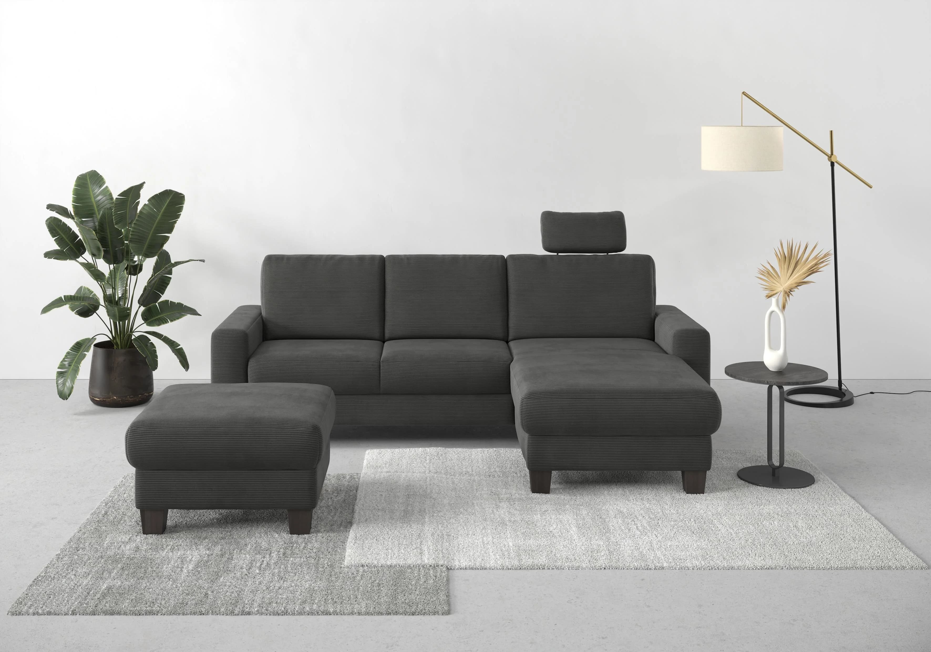 HOME AFFAIRE Ecksofa Summer L-Form Anthrazit mit Recamiere