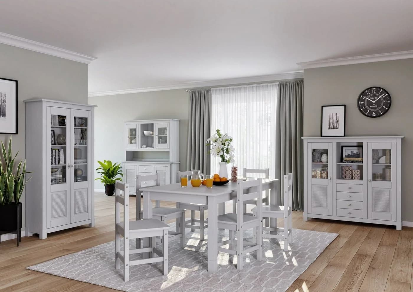 Buffet OTTO HOME Rauna Weiß Massivholz mit Glaseinsätzen