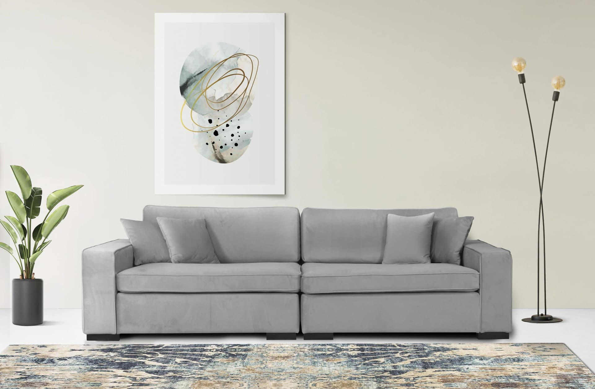 HOME AFFAIRE Skara 2-Sitzer Sofa Grau Samtoptik