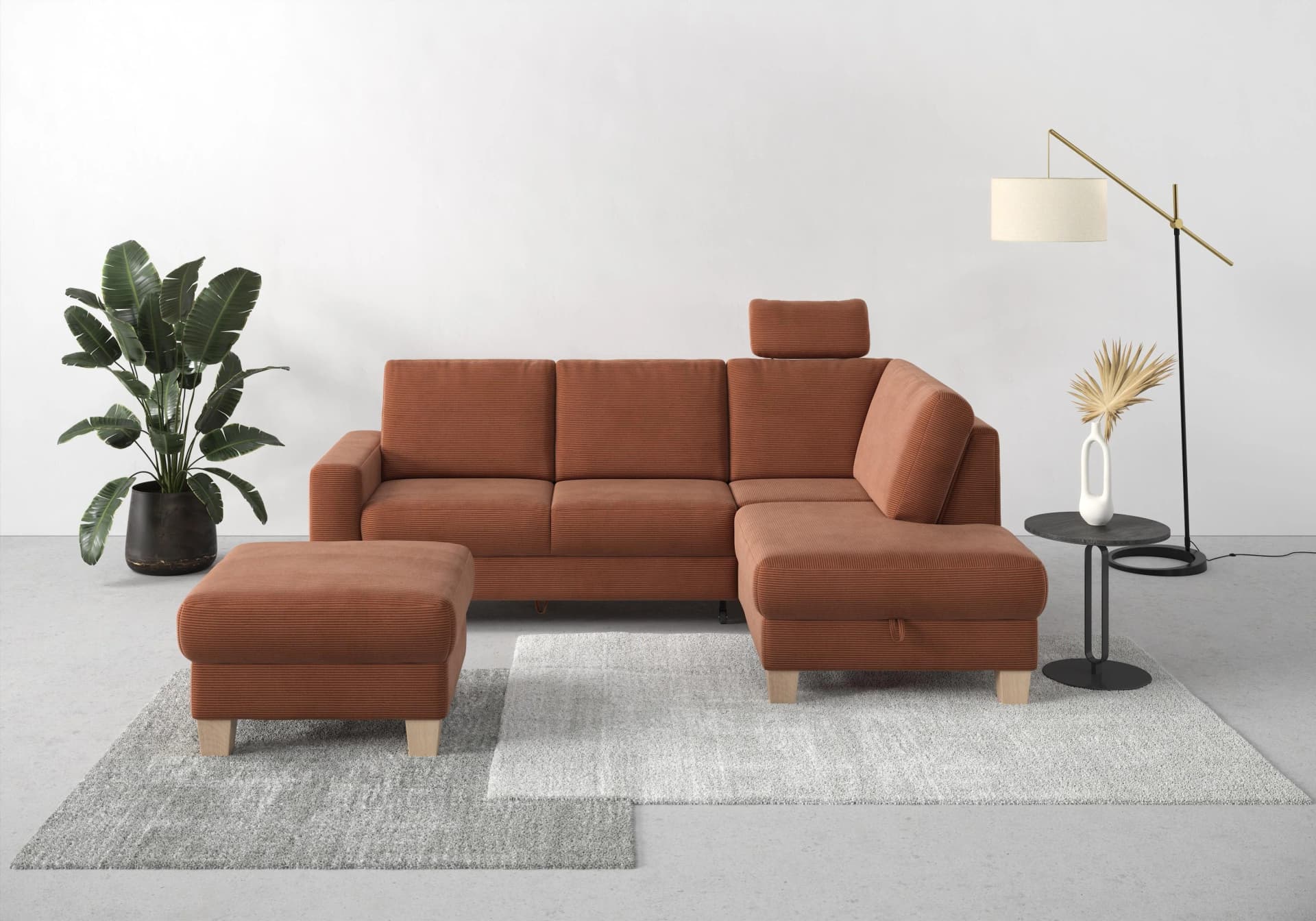 Home Affaire Ecksofa Summer L-Form Rosa Kupfer mit Ottomane