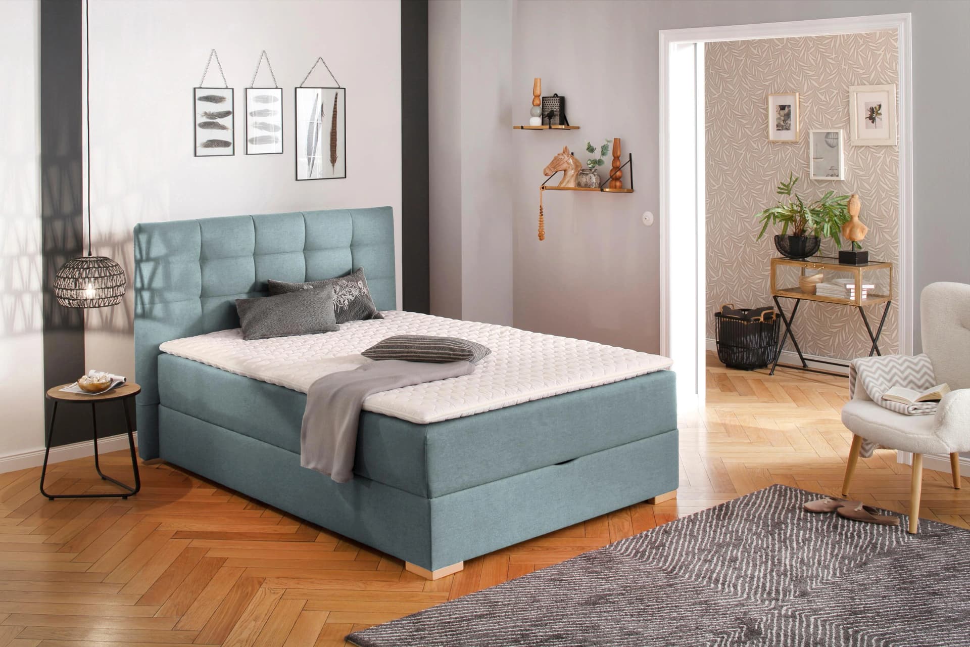 HOME AFFAIRE Boxbett Olivet mit Bettkasten Blau
