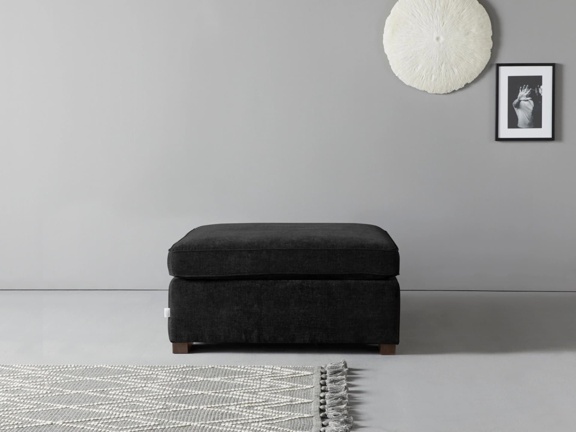 HOME AFFAIRE Polsterhocker Skara Anthrazit Samtvelours