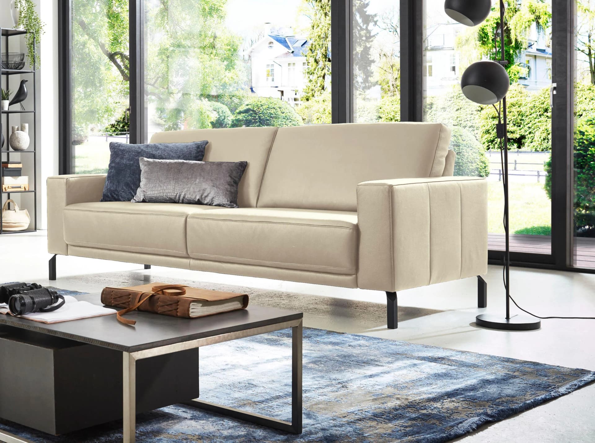 HOME AFFAIRE Apiro 2,5-Sitzer Sofa Dickleder Beige Motorisch