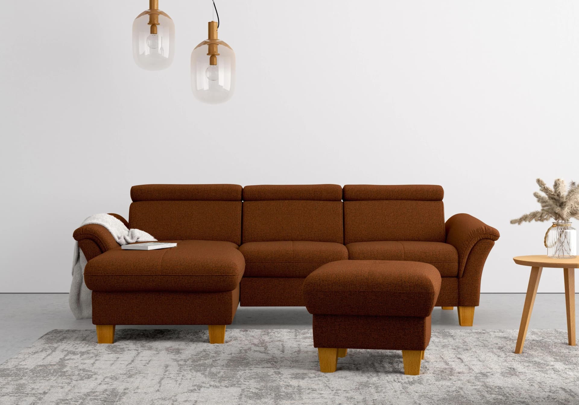 Home Affaire Ecksofa Lindgren L-Form Rosa Polyester