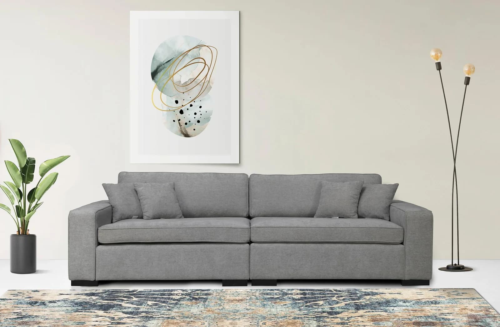 HOME AFFAIRE Skara 2-Sitzer Sofa Hellgrau Polyester