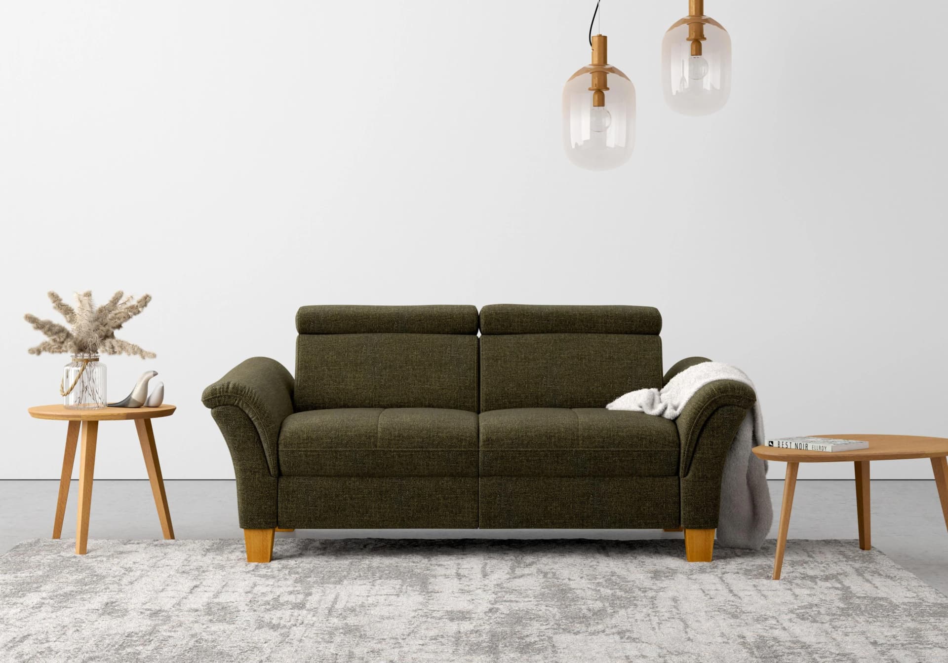 HOME AFFAIRE Sofa Lindgren 2,5-Sitzer Khaki-Grün Polyester