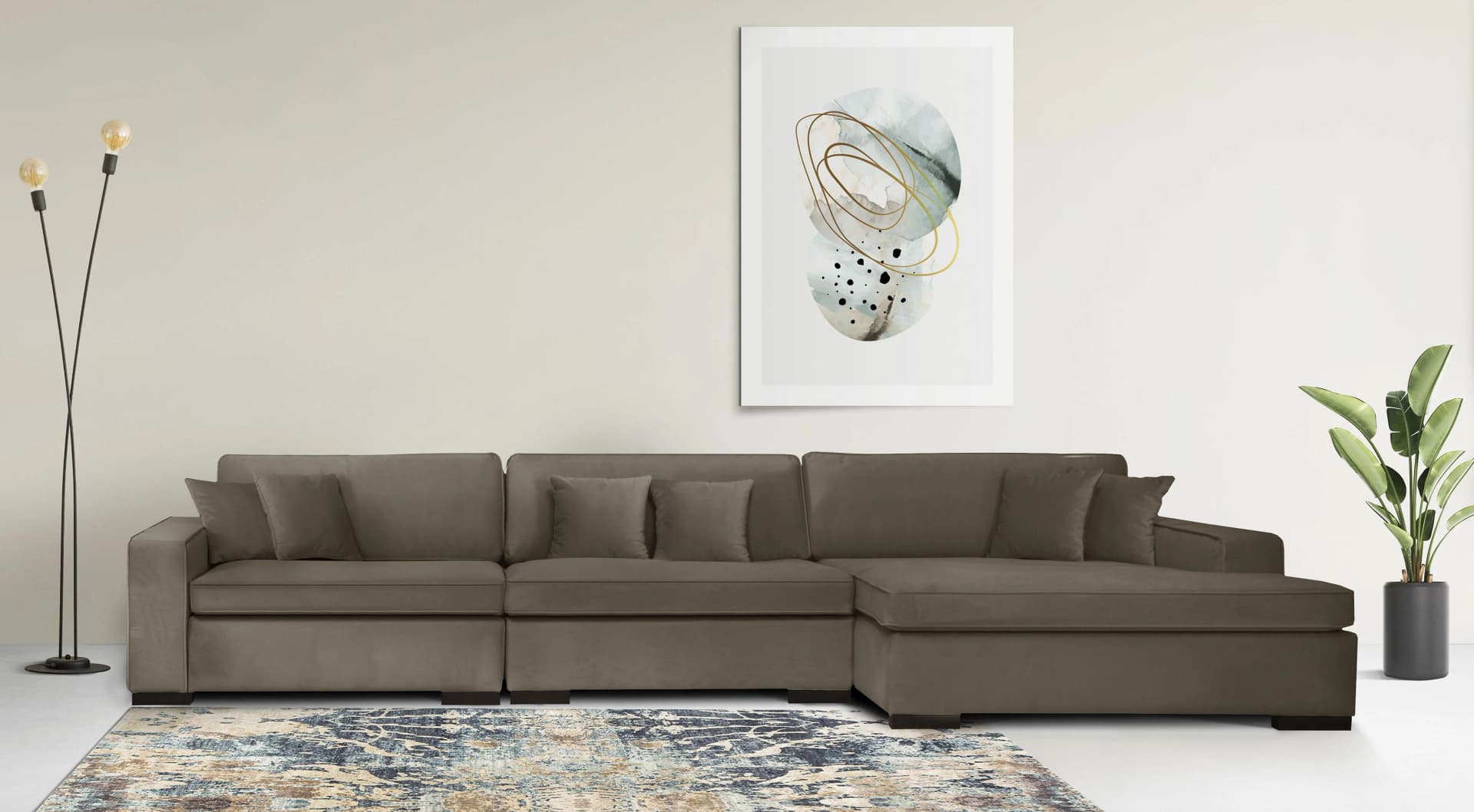 Lounge-Sofa im Landhausstil, grau (taupe)