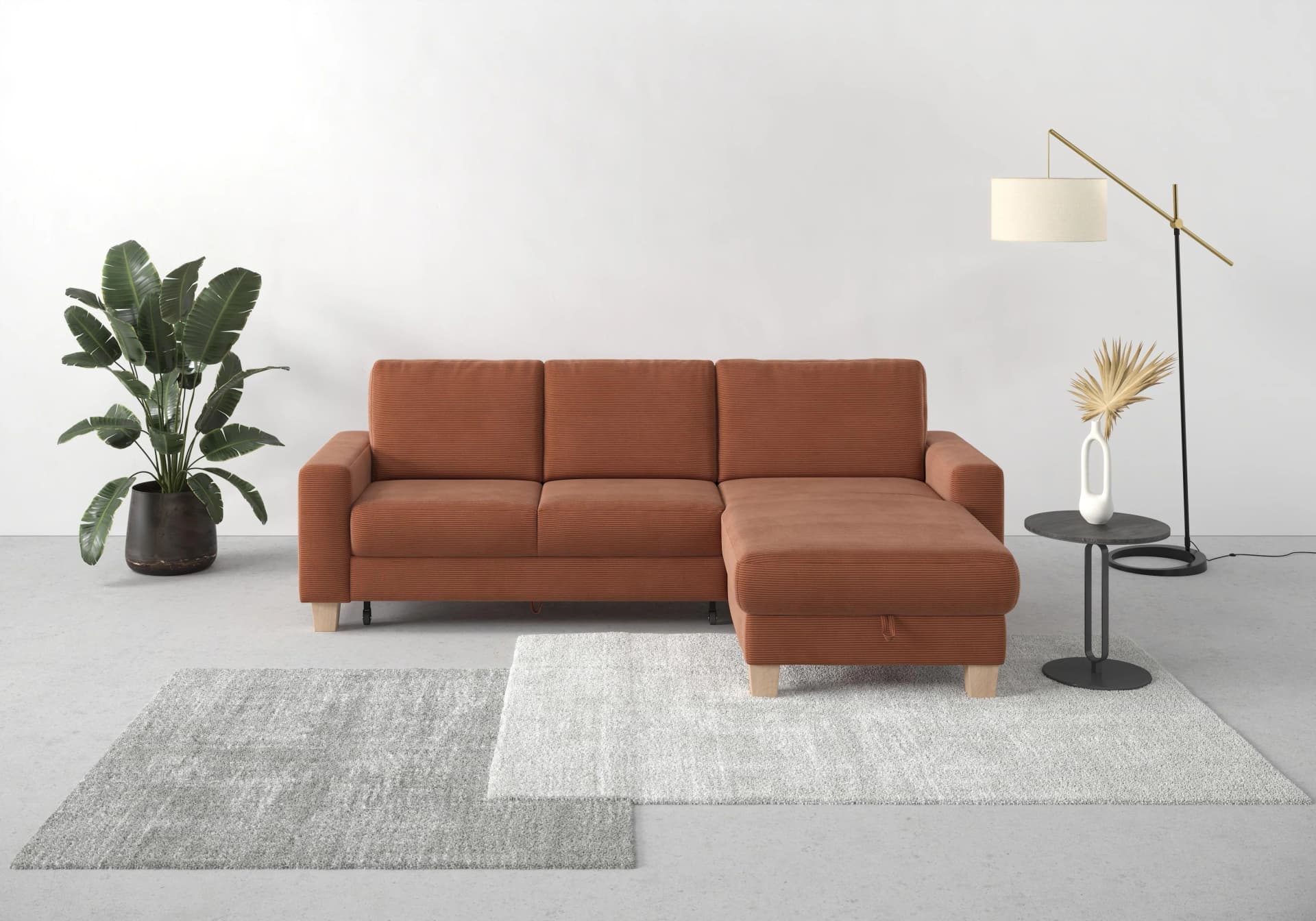 HOME AFFAIRE Ecksofa Summer L-Form Rosa mit Recamiere und Bettfunktion