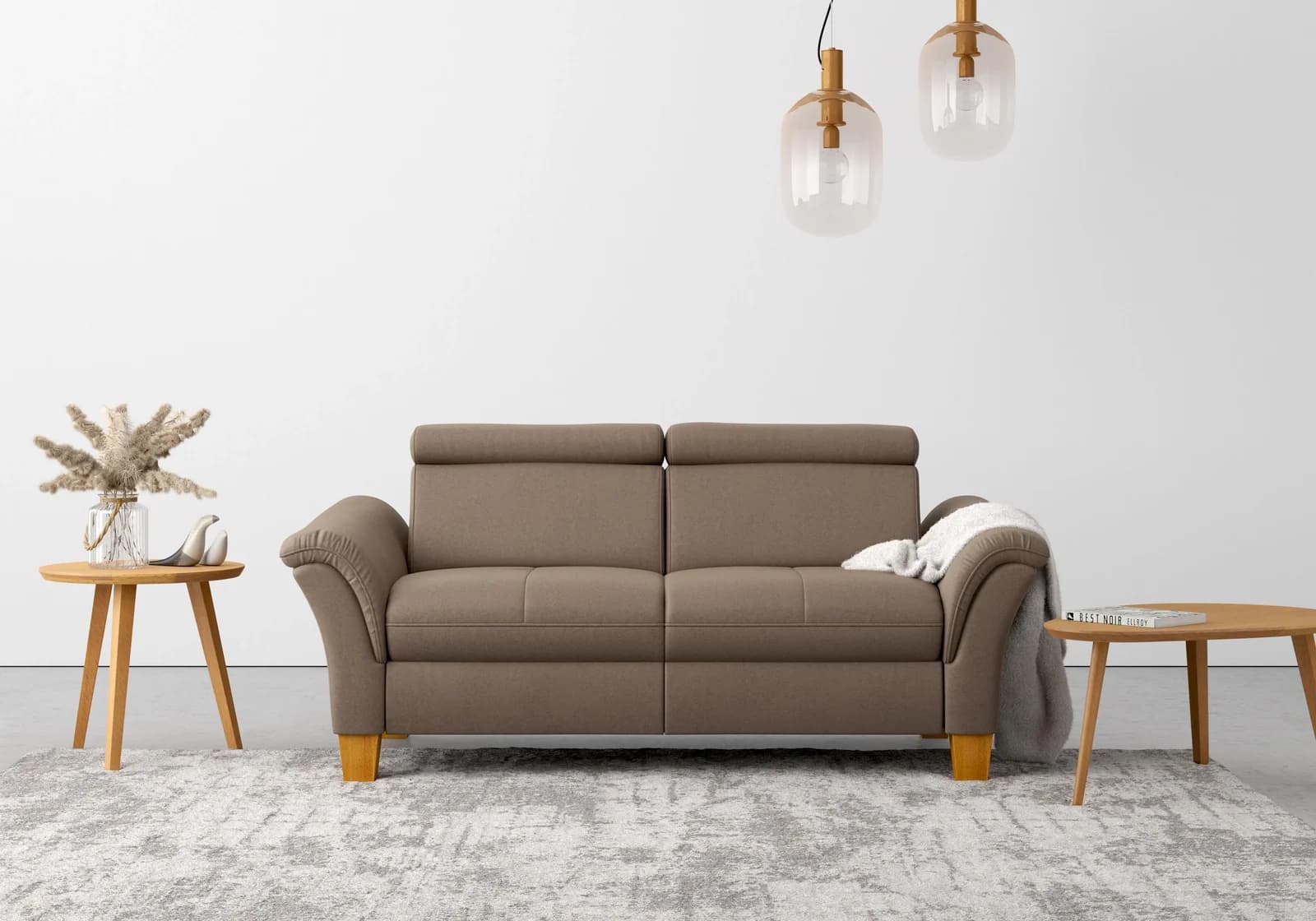 HOME AFFAIRE Lindgren 2,5-Sitzer Sofa Braun Nuss Microfaser