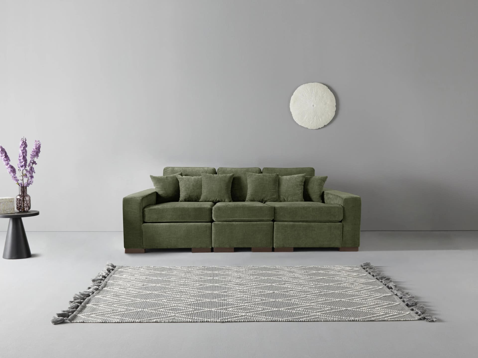 HOME AFFAIRE Skara 3-Sitzer Sofa Grün Samtvelours