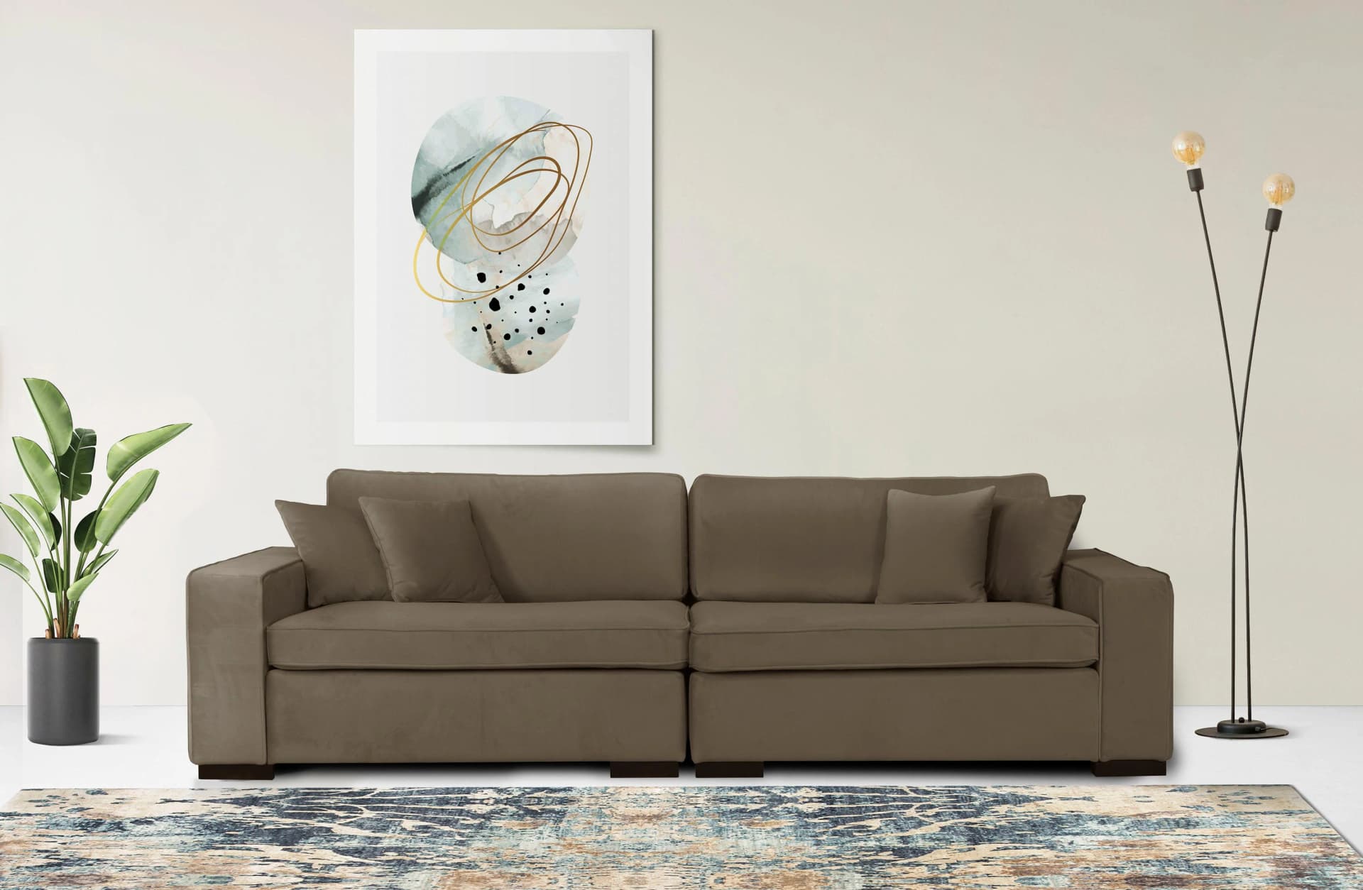 HOME AFFAIRE Skara 2-Sitzer Sofa Grau Taupe Federkern