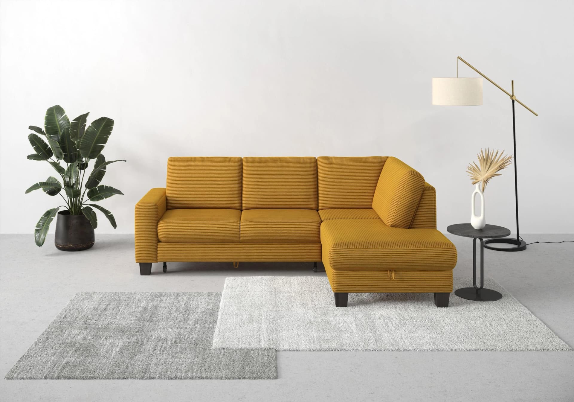 Home Affaire Ecksofa Summer L-Form Gelb mit Ottomane und Bettfunktion