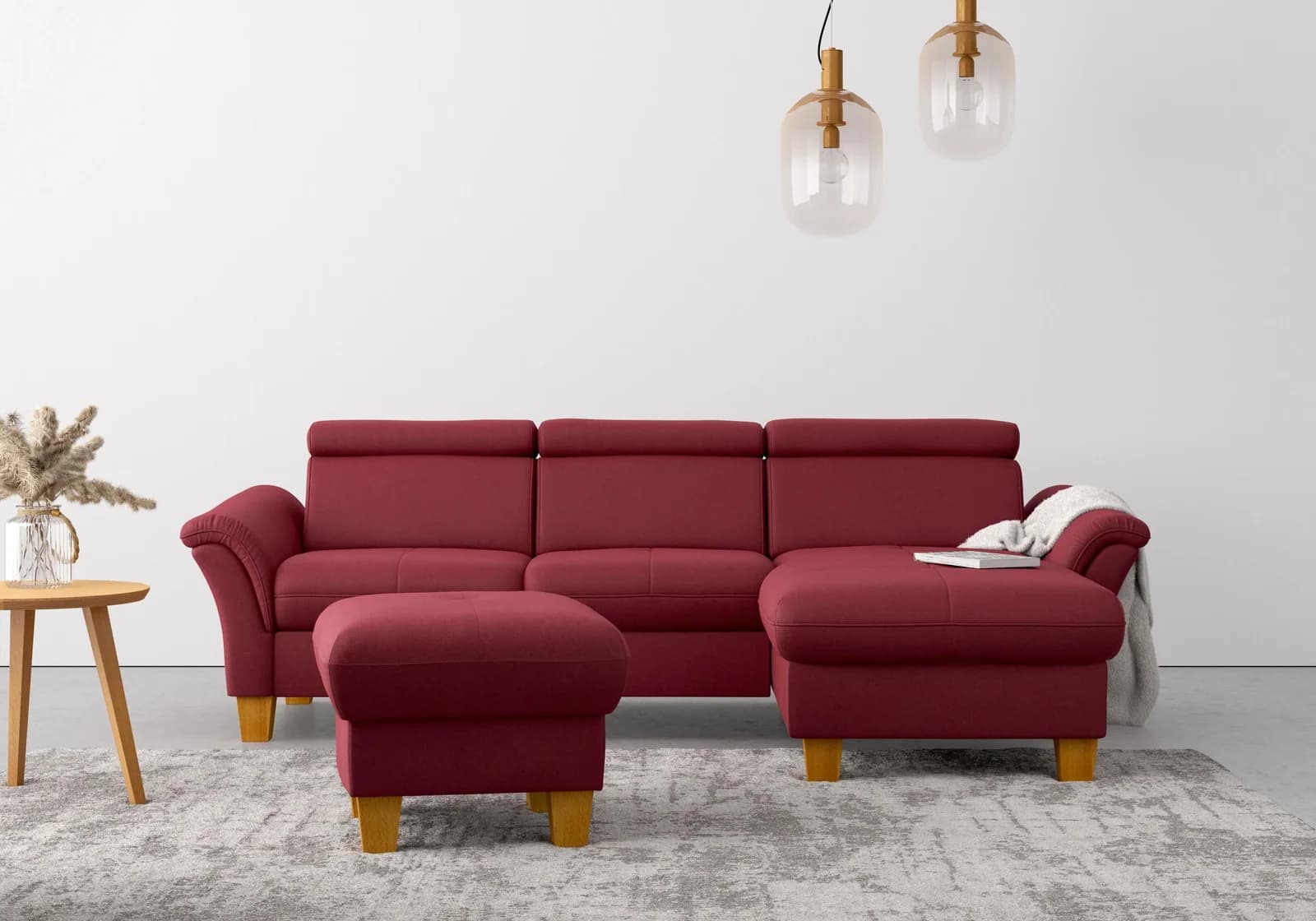 HOME AFFAIRE Ecksofa Lindgren L-Form Bordeaux Polyester