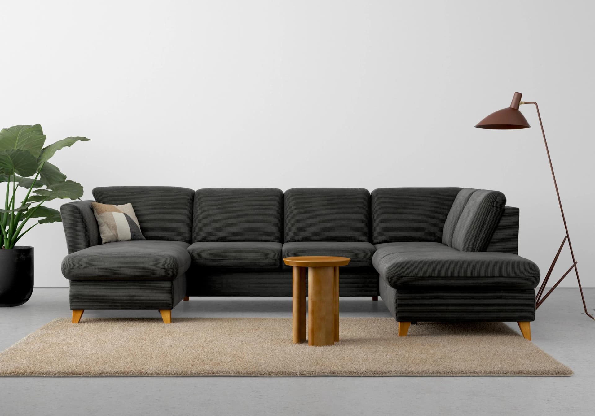 Home Affaire Trelleborg U-Form Wohnlandschaft Anthrazit 7-tlg.