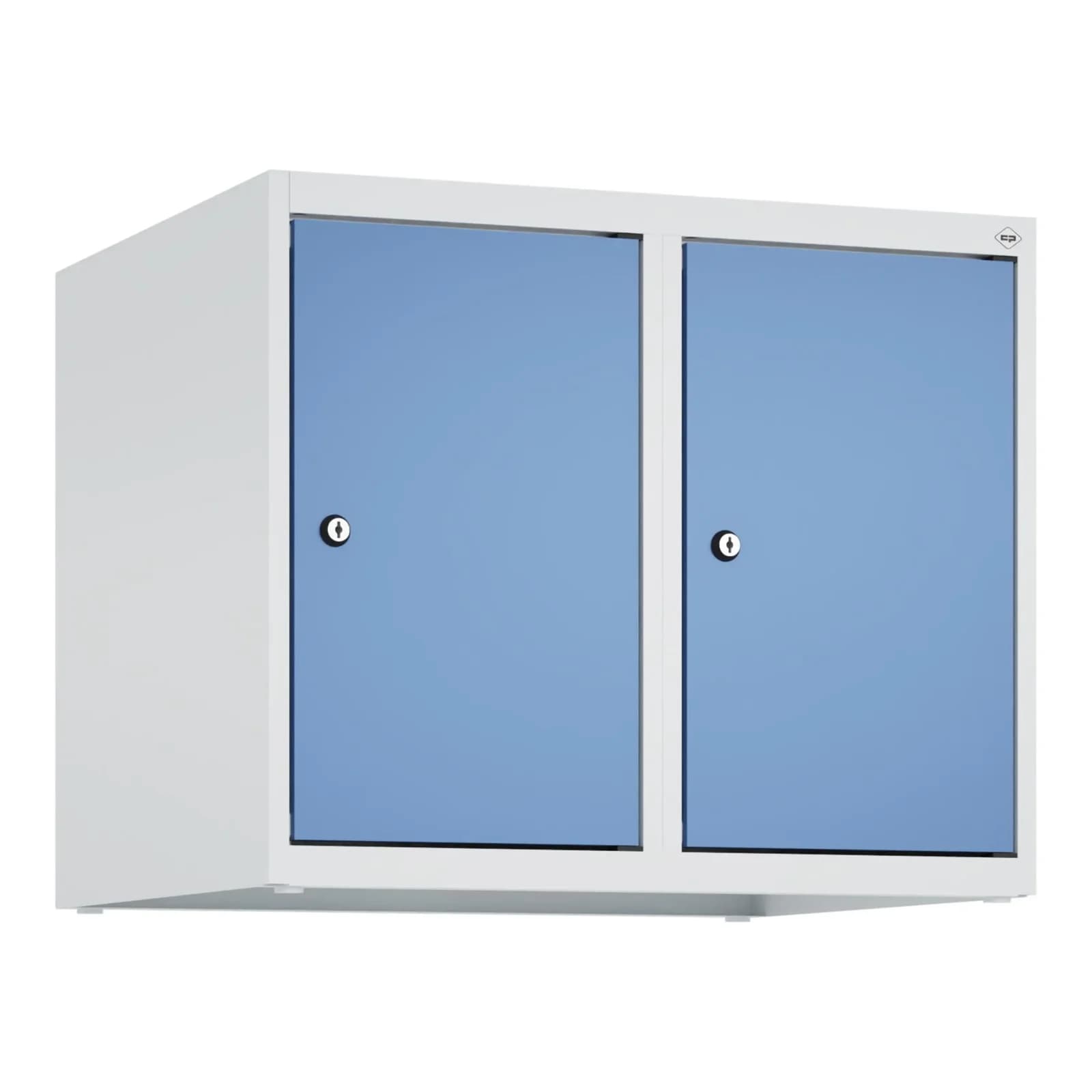 C+P Aufsatzschrank 500x600x500mm Stahl 2 Abteile Zylinderschloss Grau/Blau