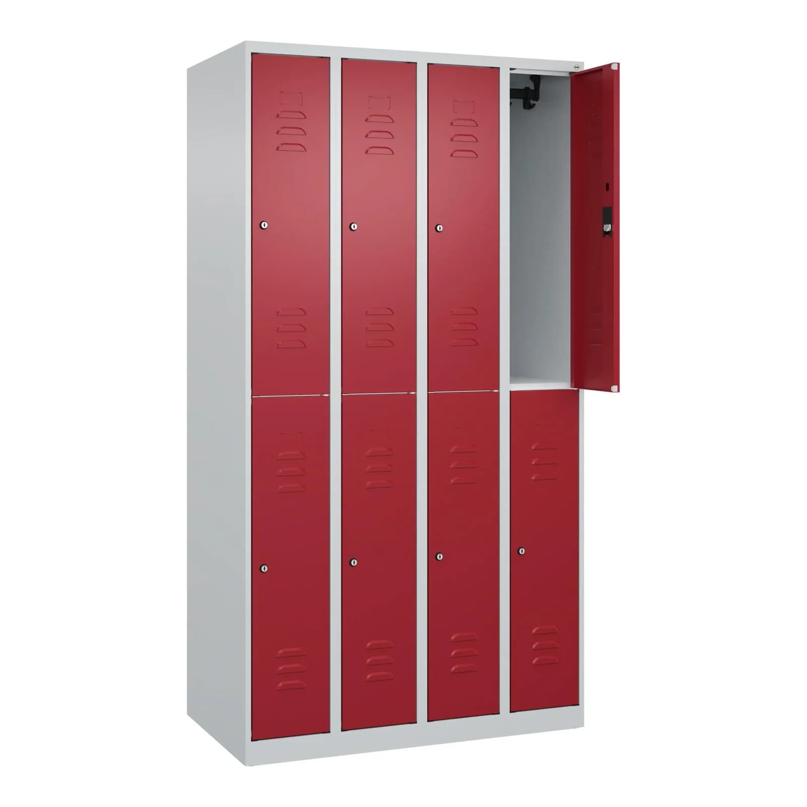 C+P Doppelstock-Spind Classic PLUS 4 Abteile Stahl Grau/Rot