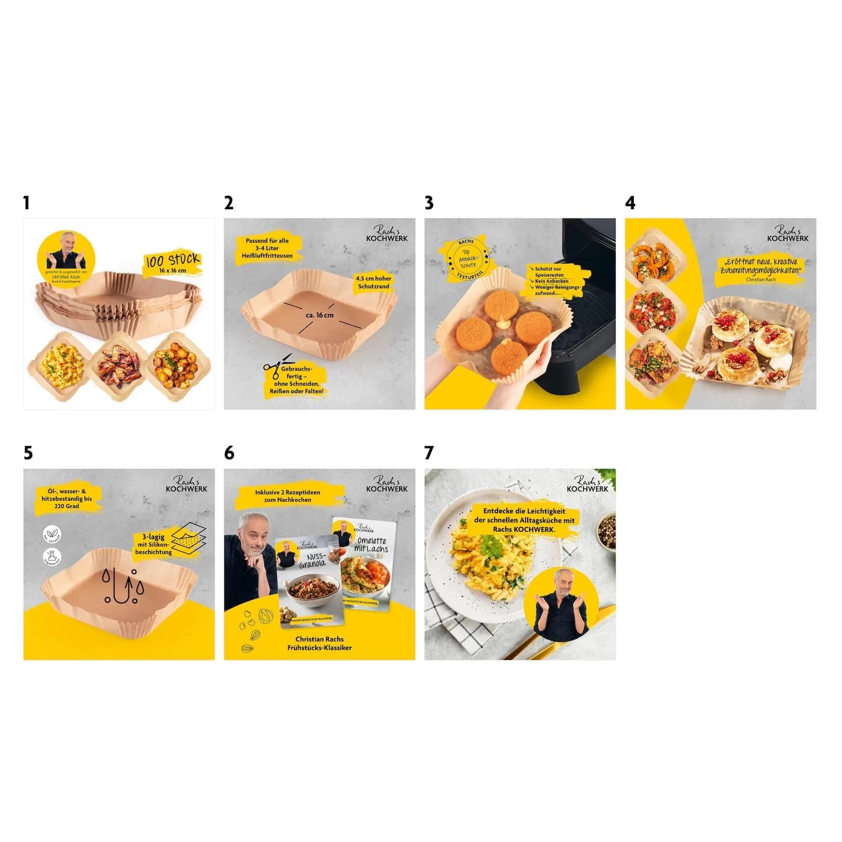 Rachs KOCHWERK Backpapier-Schalen 100er-Set für Heißluftfritteuse