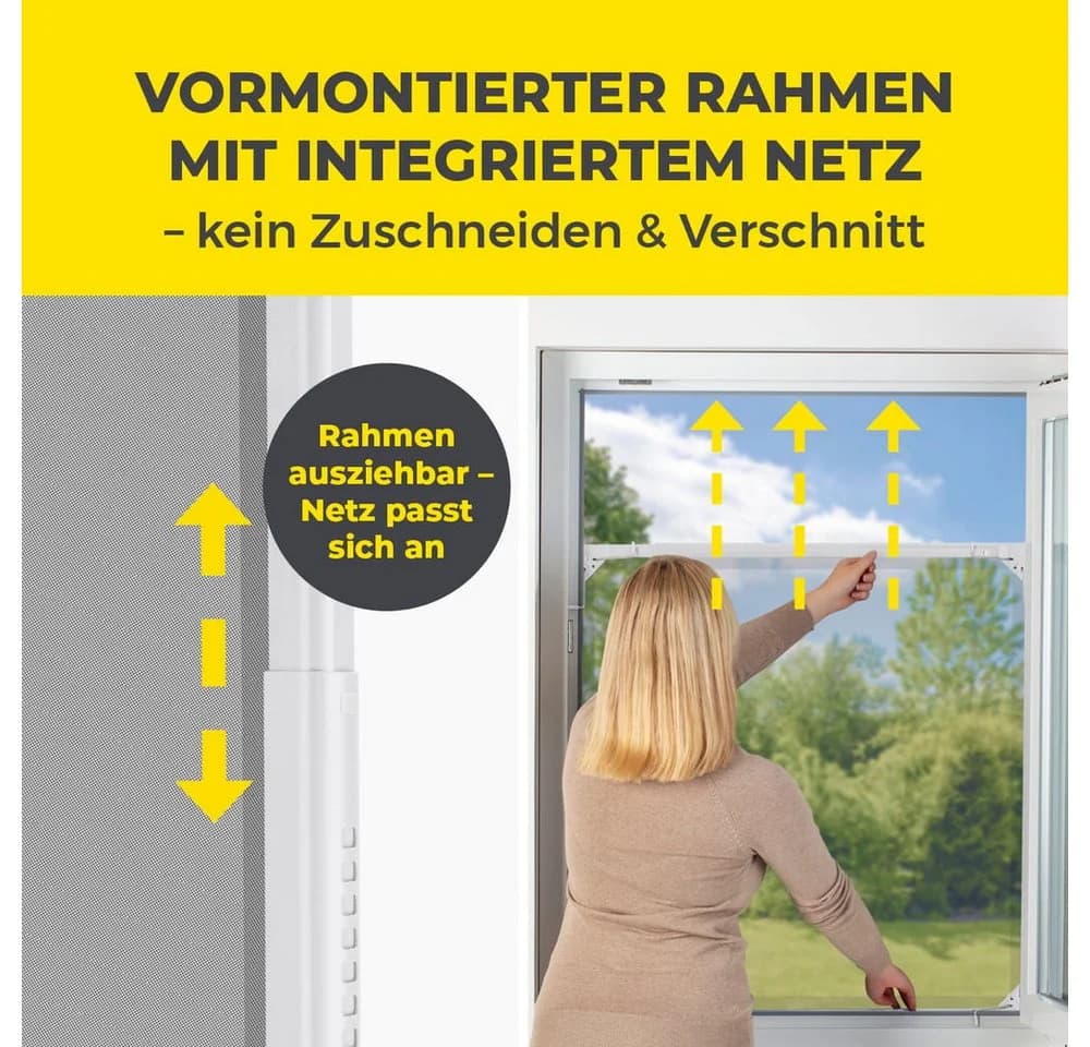 EASYmaxx Insektenschutz-Fensterrahmen Teleskop-Insektenschutzgitter Weiß