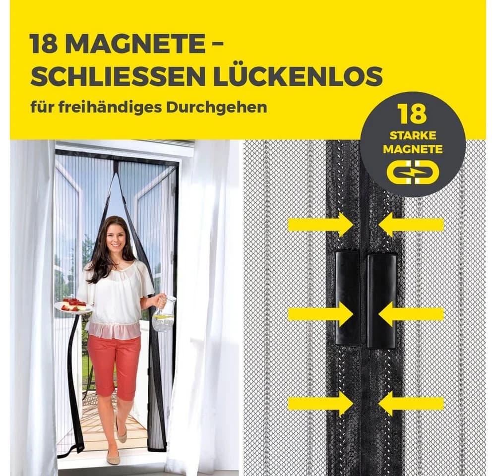 EASYmaxx Moskitonetz Schwarz Magic Klick Insektenschutzvorhang