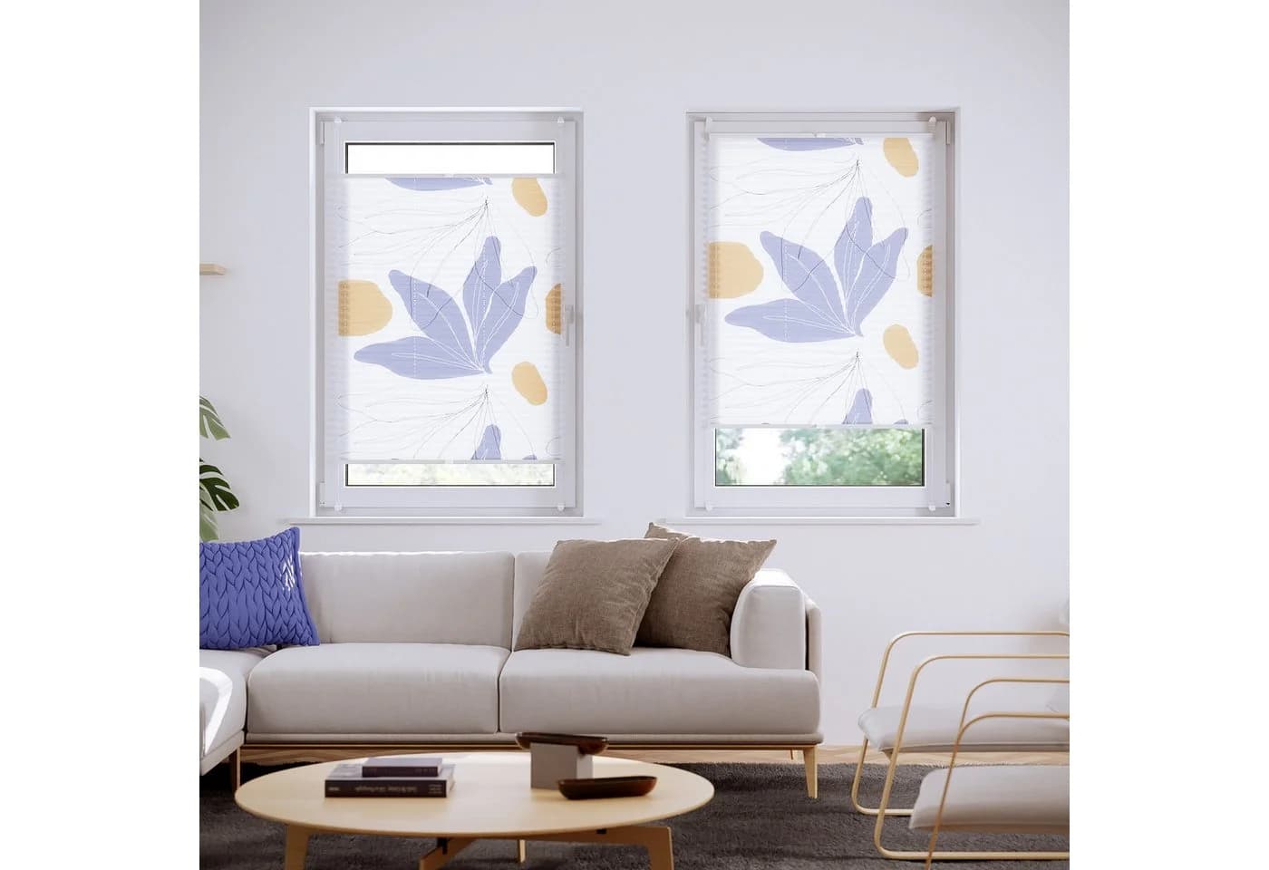 Roomy Plissee Klemmbar Motiv Malva Li Weiß/Blau