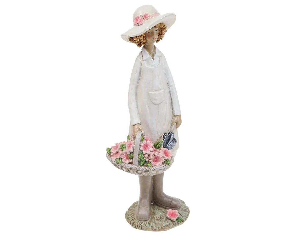 Viana Dekofigur Gärtner Frau Polyresin Blumen