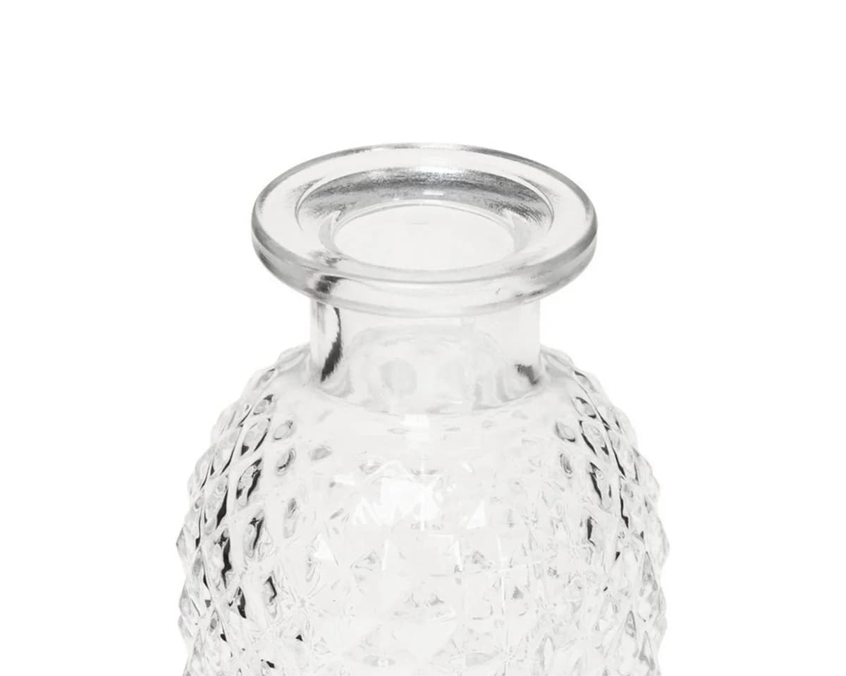Viana Mini Tischvase Glas Retro Rautenmuster 6er-Set Transparent