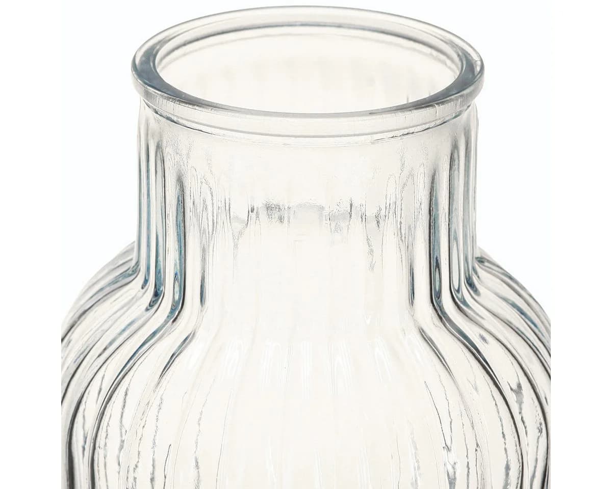 Viana Tischvase Glasvase Retro Blau Rillenstruktur