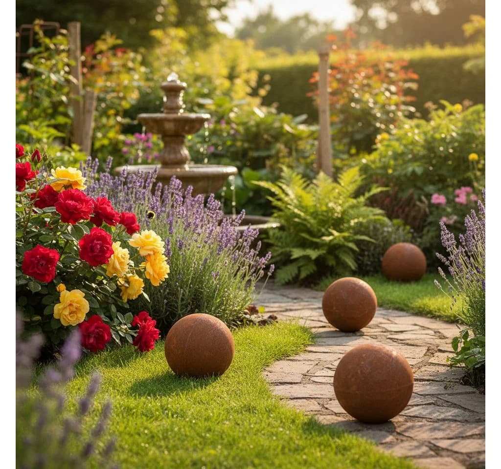 Viana Dekorative Metallkugel Rostdesign Garten Deko 4 Stück Braun
