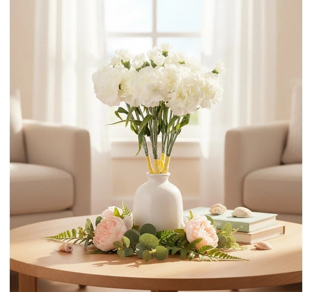 Florists Products Dekorativer Kunstblumenstrauß Weiß 4 Stück