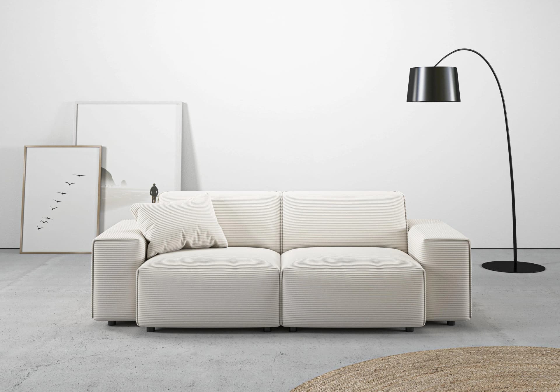 HOME AFFAIRE Sofa Glimminge 2,5-Sitzer Weiß Cord