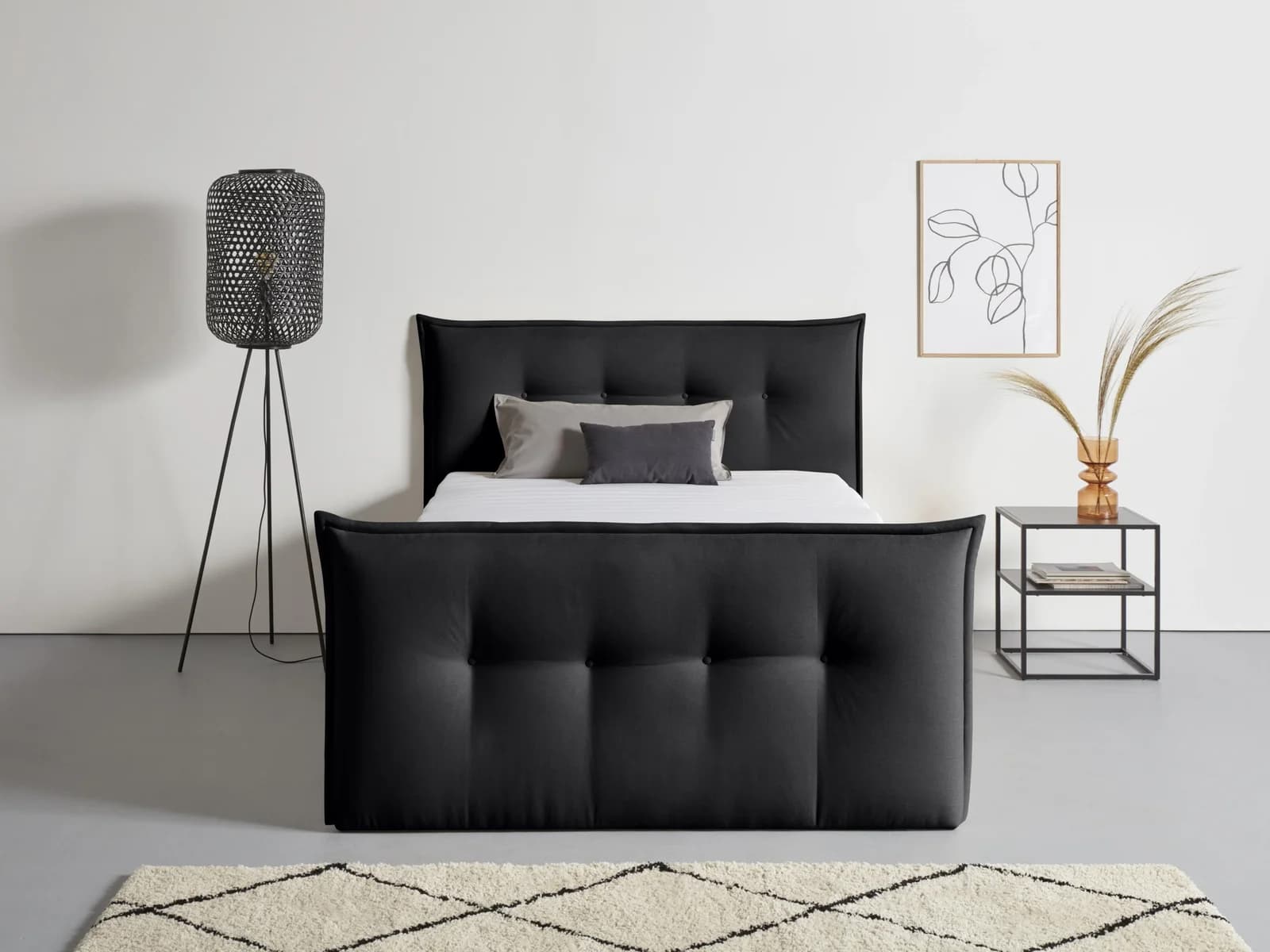 HOME AFFAIRE Boxspringbett Kederleicht Anthrazit mit Bettkasten