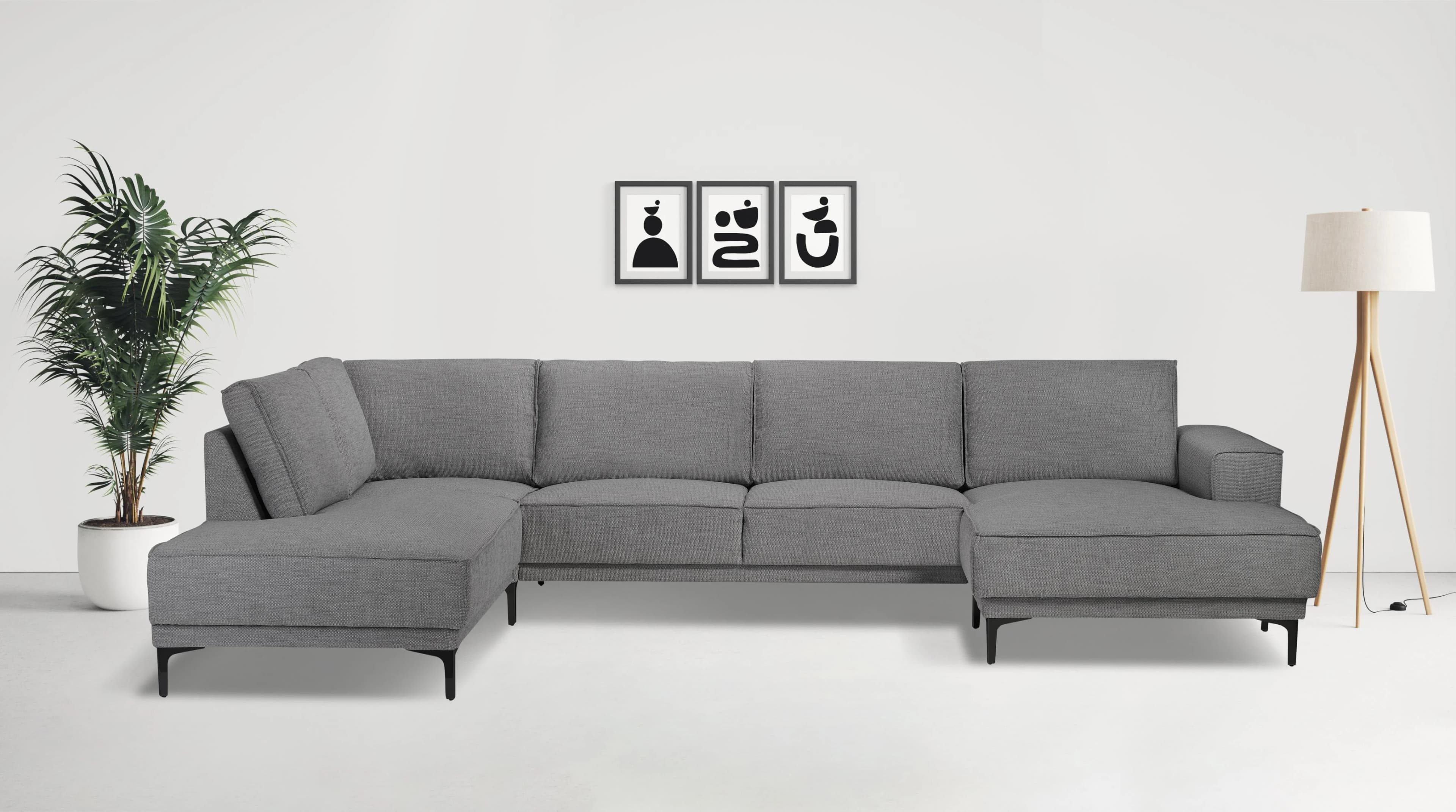 OTTO HOME Wohnlandschaft Oland Grau U-Form Skandi-Design
