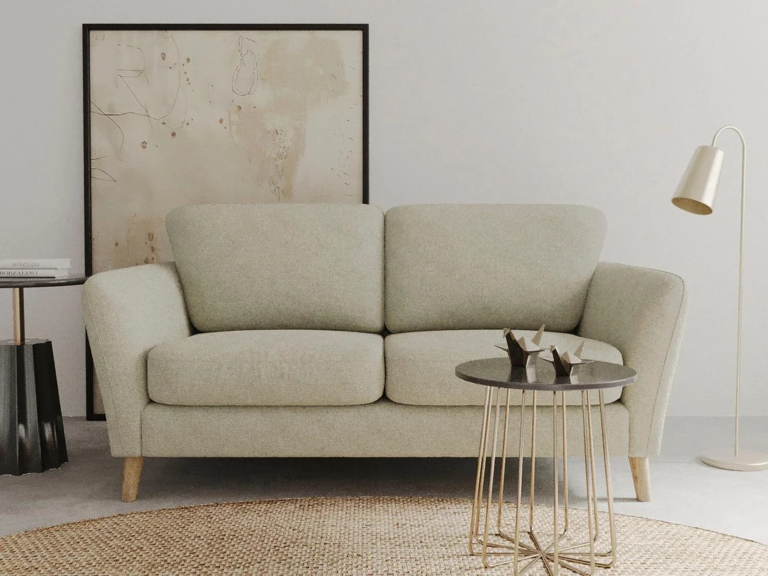 HOME AFFAIRE Marseille Kompaktsofa 2-Sitzer Beige Webstoff Landhausstil