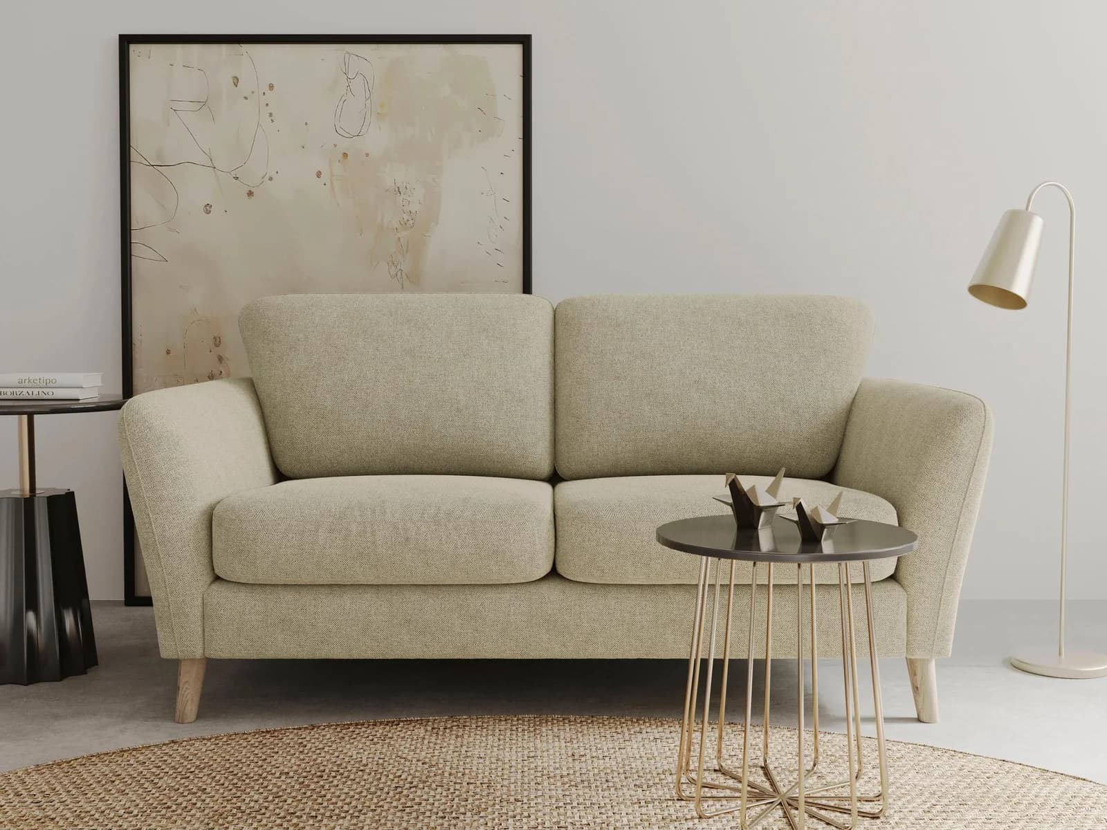 HOME AFFAIRE Marseille 2-Sitzer Sofa Braun Flachgewebe Landhausstil