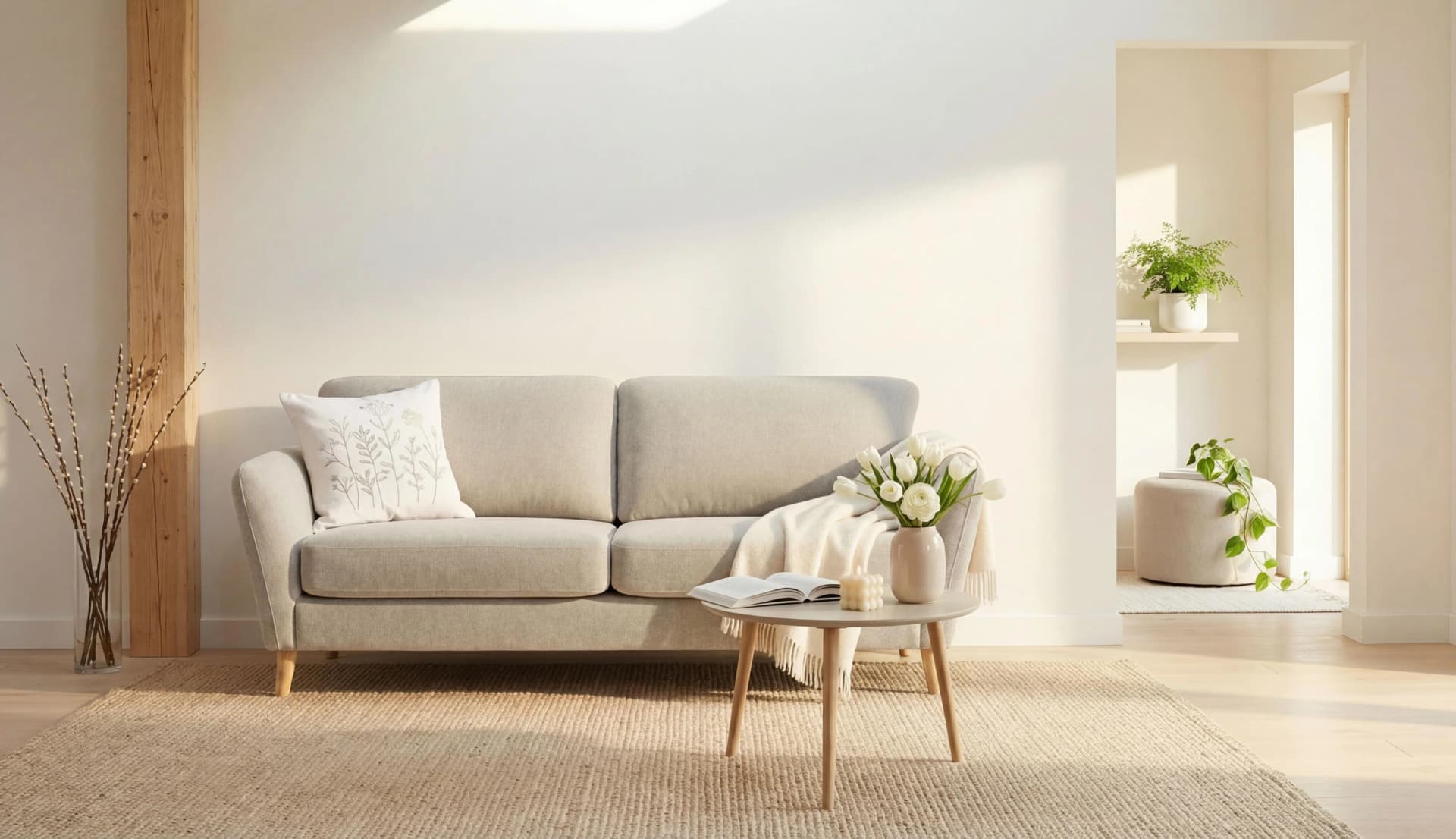 HOME AFFAIRE MARSEILLE 3er Sofa Beige Webstoff Landhausstil